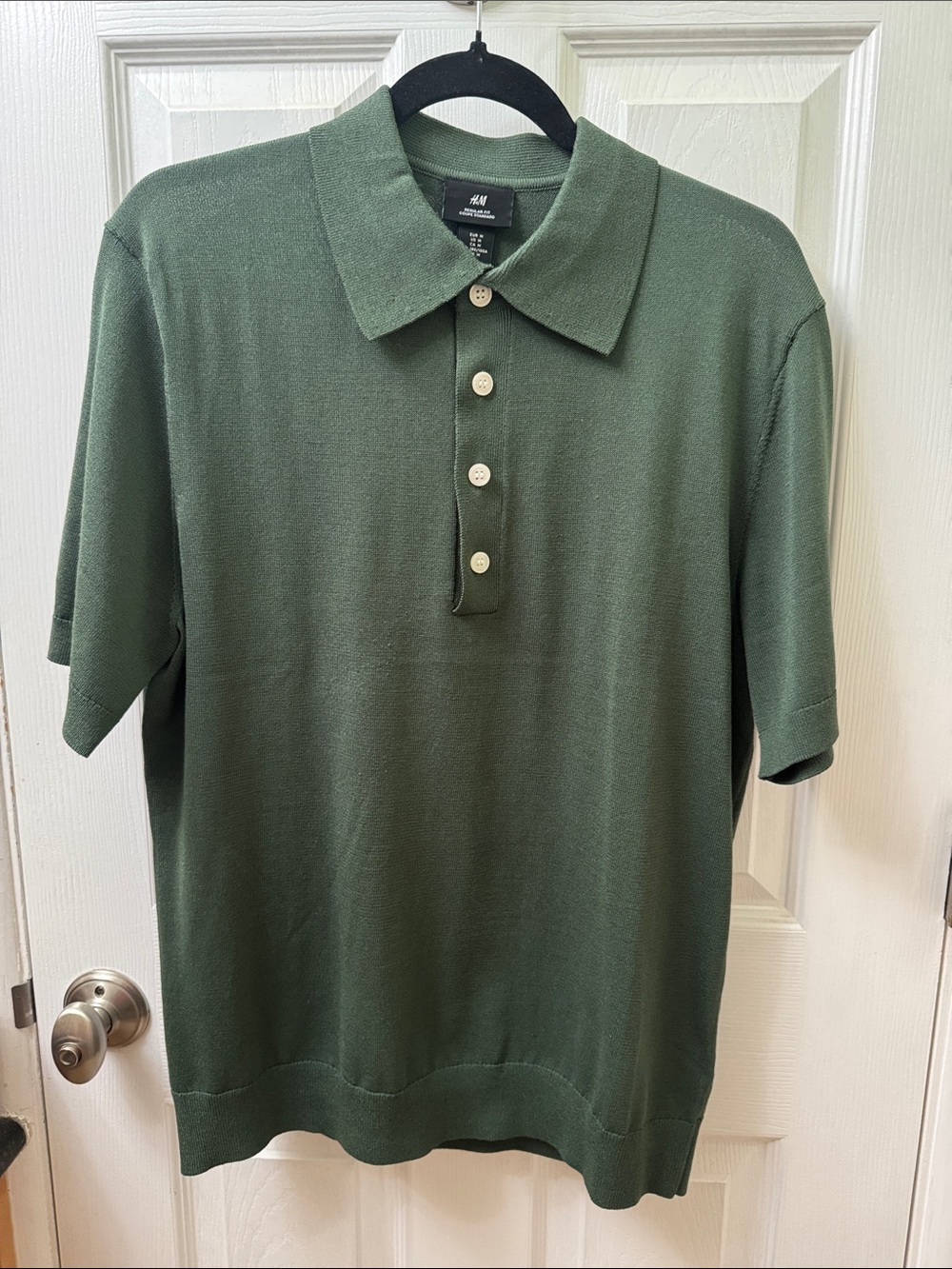 H&M Men’s Olive Green Short-Sleeve Polo